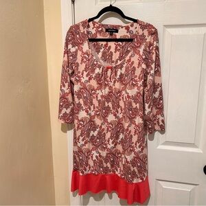 Ellen Tracy Women’s Sleepshirt Nightshirt Pink Paisley 3/4 Sleeve Size Small